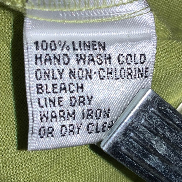 Talbots Petites Green Irish Linen 3/4 Sleeve Button Up Top Size 8P Blouse - Picture 5 of 5
